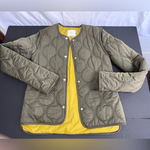 Mango olive green quilted jacket, size small - Picture 7 of 15